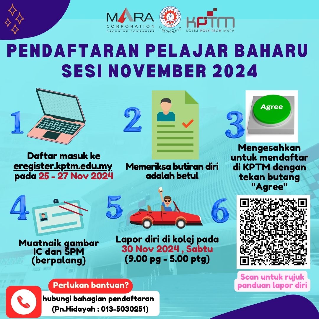 Pendaftaran Pelajar Baharu Sesi November 2024