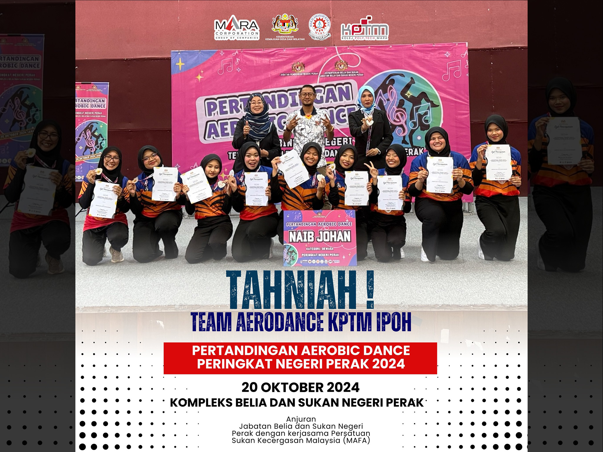 20 Oktober 2024 | KPTM Ipoh Naib Juara Kejohanan Aerobic Dance Peringkat Negeri Perak 2024